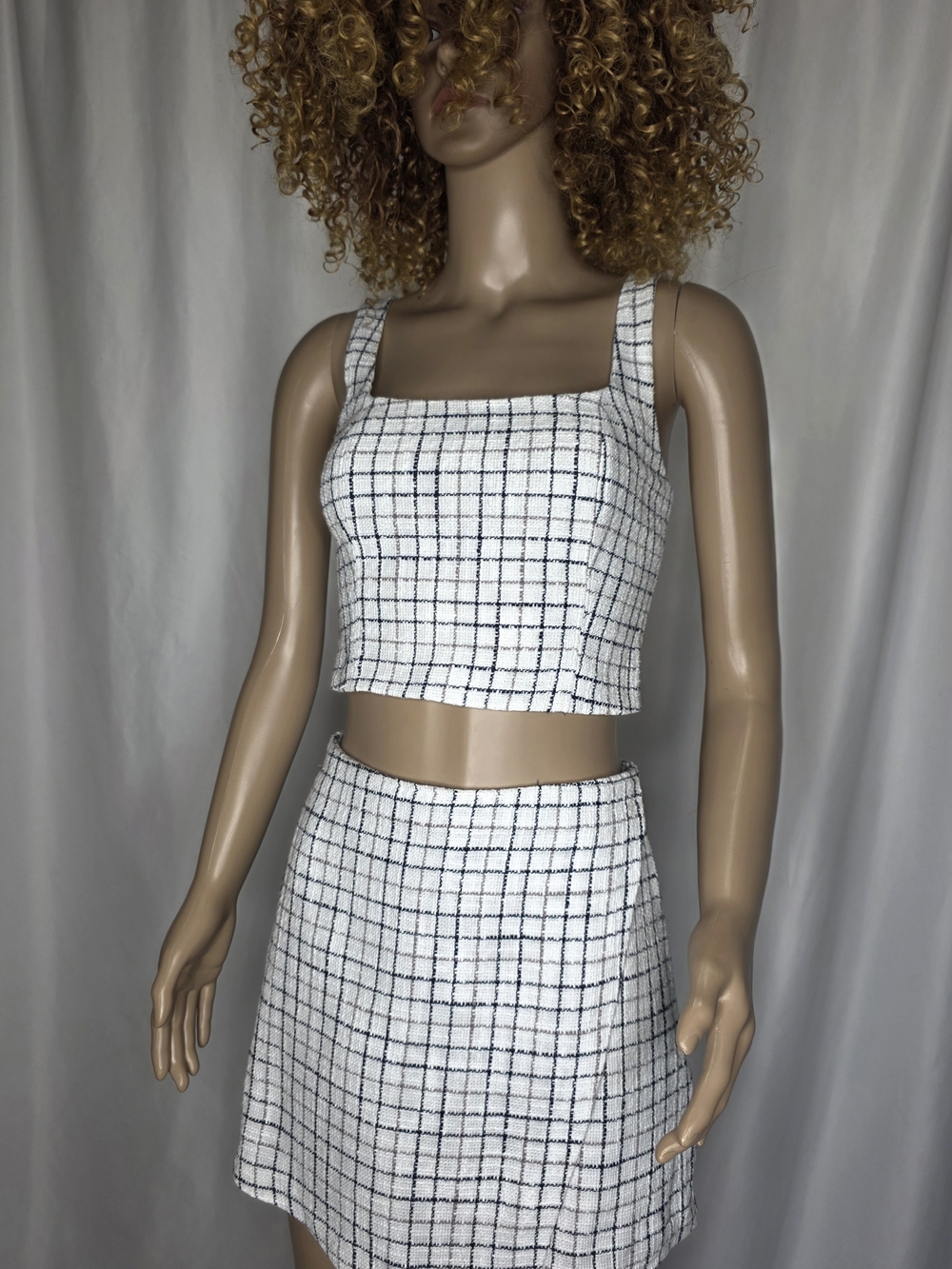 Abercrombie & Fitch White and BlackTweed Crop Top & Skorts